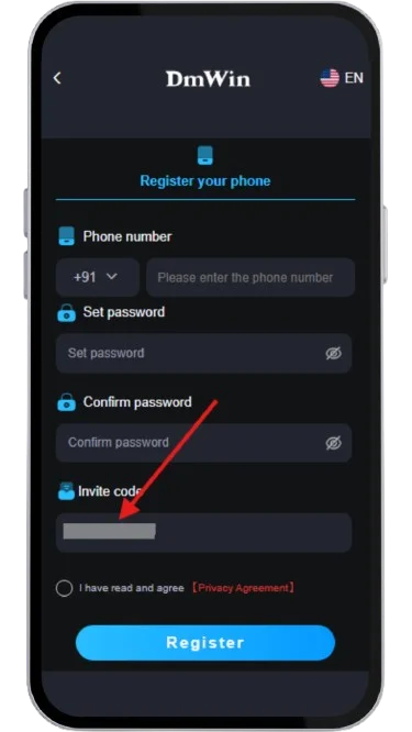 Insert the invitation code